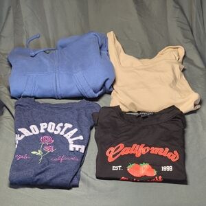 Mixed Lot Girls Size XS, S, M Shirts And Zip Up Hoodie From Hollister, Aerie Etc